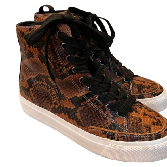 Rag & Bone Snake-Embossed High-Top Leather Sneakers - 38/8 - Picture 4 of 14